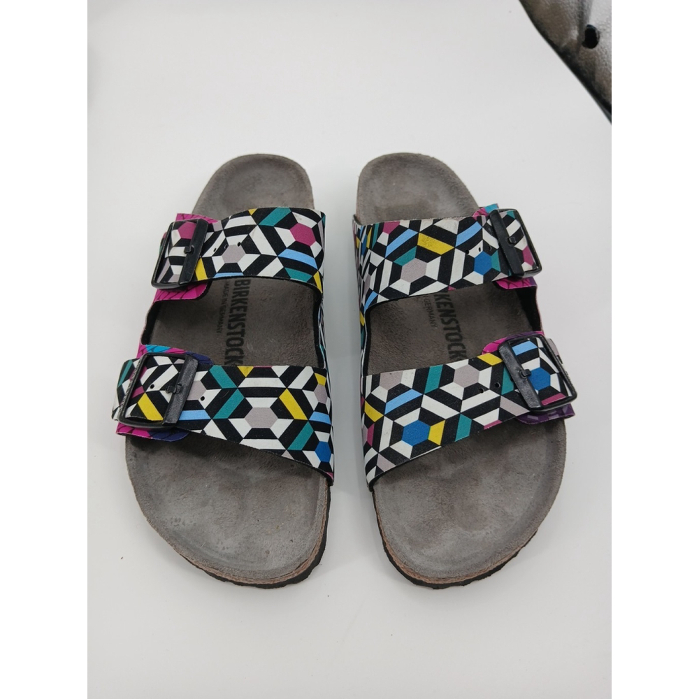 Birkenstock Arizona Sonar Geometric Sandals Limited Edition Sz 39 Womens 8 Vegan - Picture 9 of 9